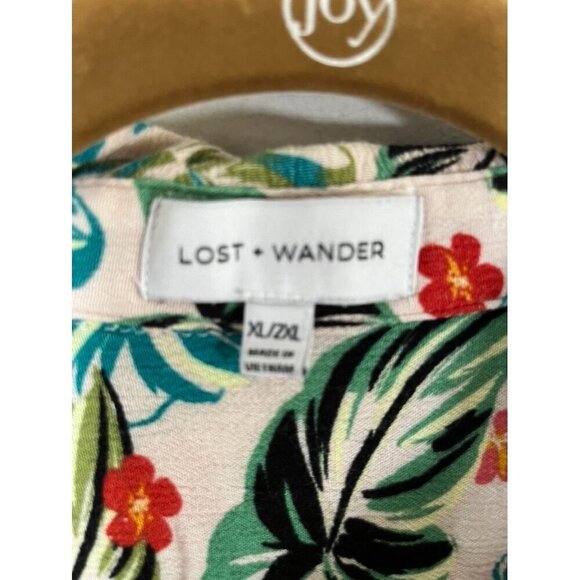 Lost Wonder Floral Top 2X Green Tunic Boho Western Classic Preppy Resort Chic - Picture 6 of 12